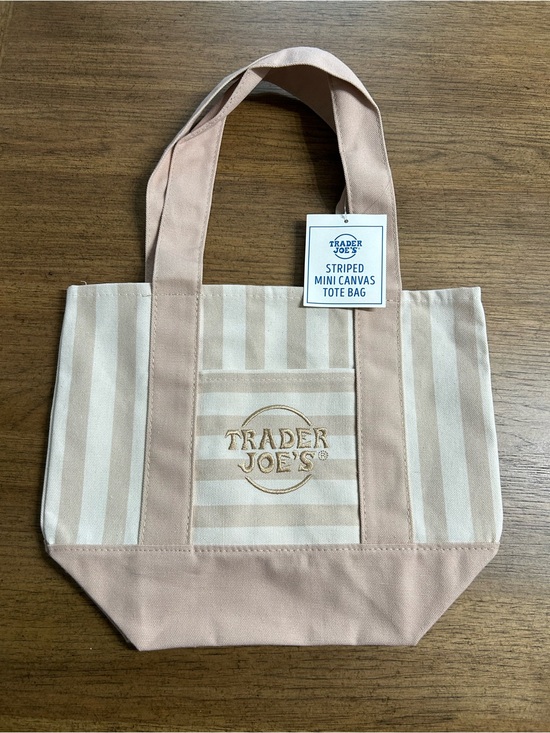 Trader Joe'S Handbags - NWT Trader Joe’s Striped Mini Canvas Tote Bag - Tan